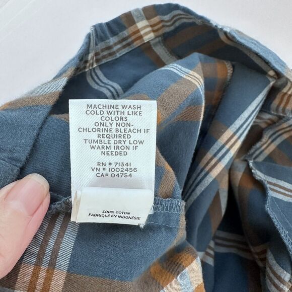 LL Bean Flannel Top Green Plaid Pullover Heritage High Neck Button Pockets Sz M - Picture 11 of 16